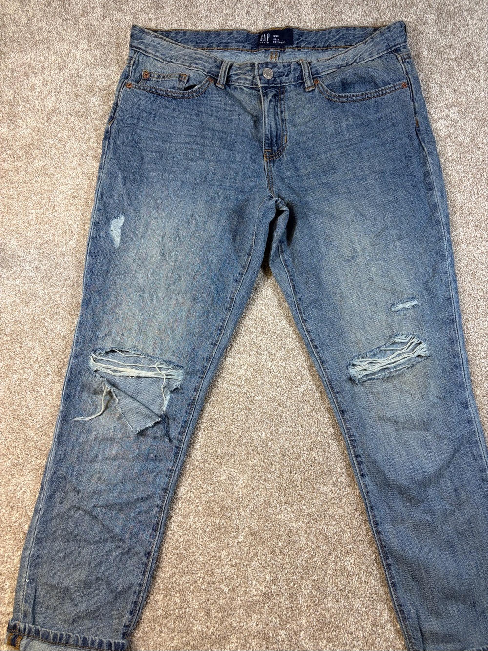 GAP Women's Light Blue Distressed Ankle Jeans